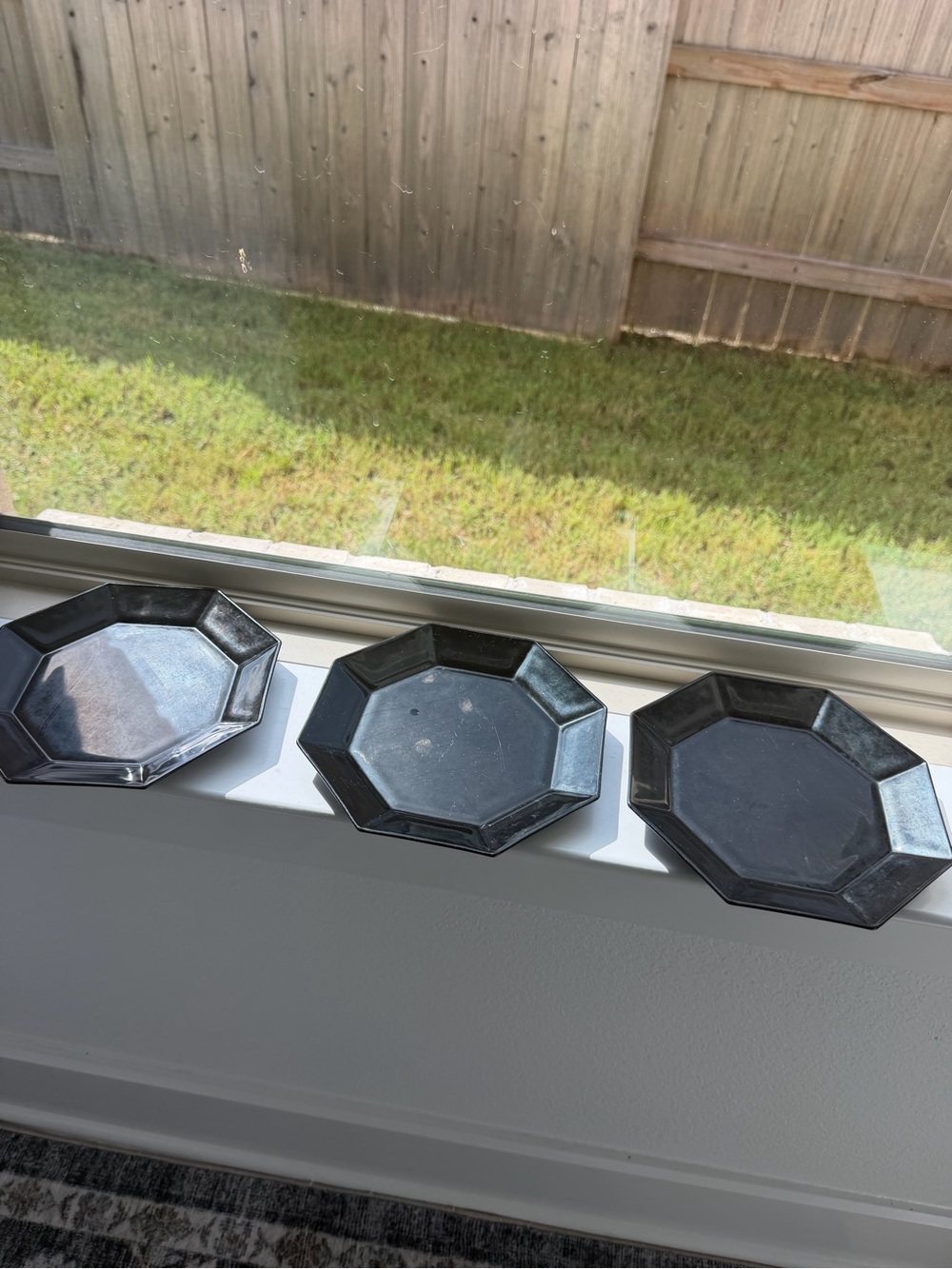 Made in France Black Octagonal Decorative Wall Plates - Set of 3